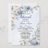 Probe Dinner Party Dusty Blue Elfenbeinküste Blume Einladung (Vorderseite)