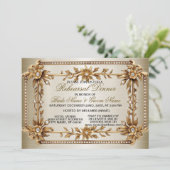 Probe Dinner Party Golden Verziert Dimond Einladung (Stehend Vorderseite)