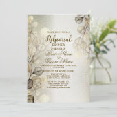 Probe Dinner Party Goldene Eukalyptus Einladung (Stehend Vorderseite)