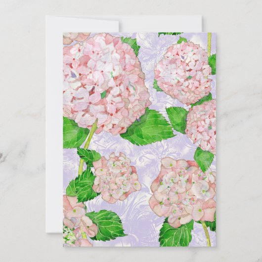 Probe Dinner - Pink Hydrangea Spitz Floral Einladung (Rückseite)