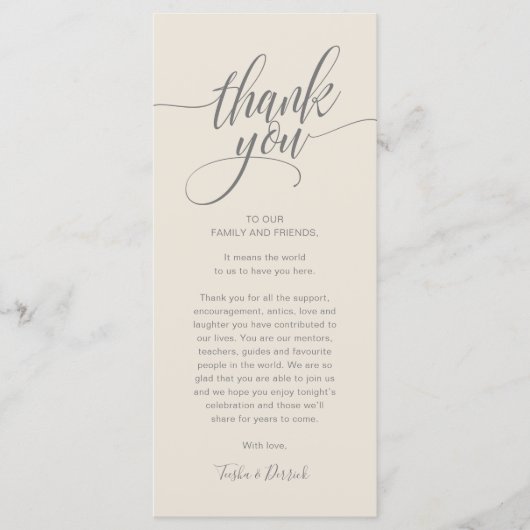 Probe Dinner Place Einstellung Danke Karte (Vorderseite)