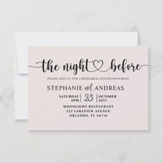 Probe Dinner Rosa Hochzeit Einladung (Vorderseite)