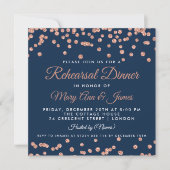 Probe Dinner Rose Gold Glitzer Confetti Marine Einladung (Vorderseite)