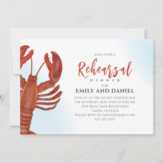 Probe Dinner Rote Hummerküste Einladung (Vorderseite)