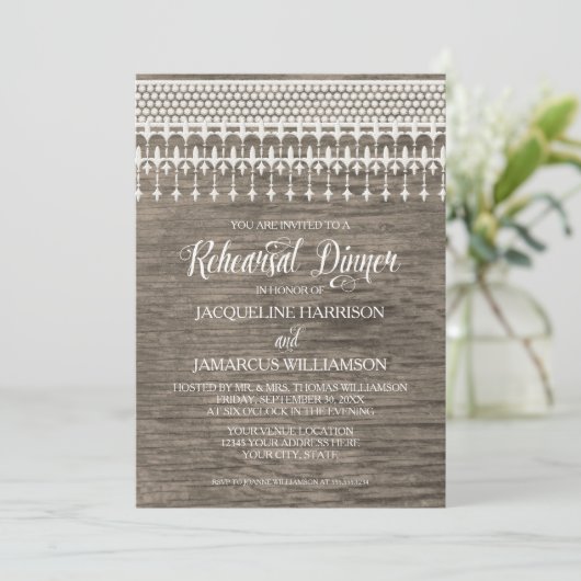 Probe Dinner Rustikale Holzzaun Spitzen Typografie Einladung (Stehend Vorderseite)