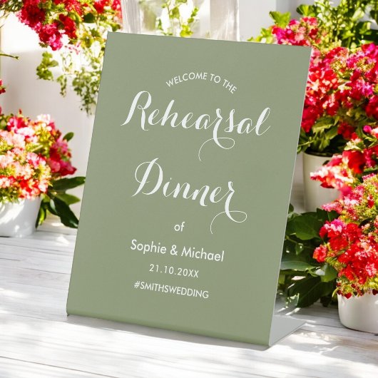 Probe Dinner Sage Green Willkommen Sockelschild