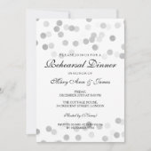 Probe Dinner Silver Foil Glitzer Lights Einladung (Vorderseite)