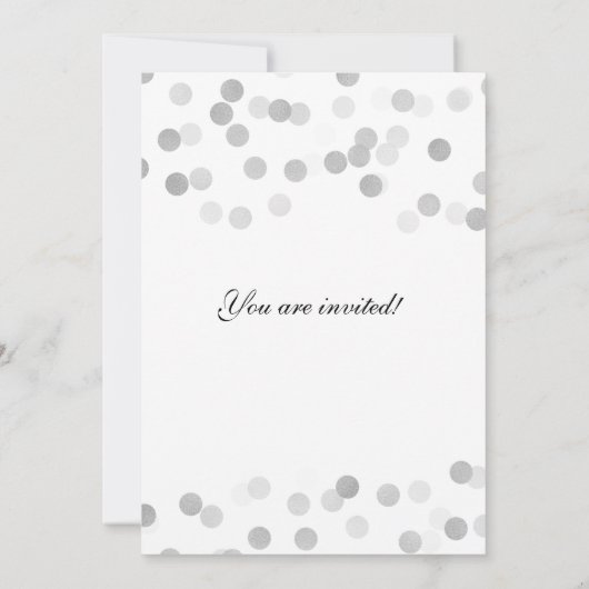 Probe Dinner Silver Foil Glitzer Lights Einladung (Rückseite)