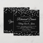 Probe Dinner Silver Glitzer Confetti Black Einladung (Vorne/Hinten)