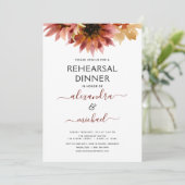 Probe Dinner Sonnenblume Burgund Land Einladung (Stehend Vorderseite)