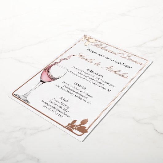 Probe Dinner, Toast mit Blumen, elegant weiß Folieneinladung (Gedreht)