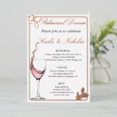 Probe Dinner, Toast mit Blumen, elegant weiß Folieneinladung (Stehend vorne)