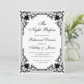 Probe Dinner Vintag Schwarz-weiße Nacht Einladung (Stehend Vorderseite)
