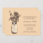 Probe Dinner - Wilde Blume & Mason Jar Einladung (Vorne/Hinten)