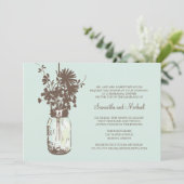 Probe Dinner - Wilde Blume & Mason Jar Einladung (Stehend Vorderseite)