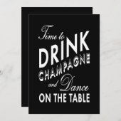 Probe Dinner - Zeit zum Trinken Champagner Einladung (Vorne/Hinten)