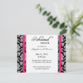 Probe-Dinnerkarte (Hot Pink Damask) Einladung (Stehend Vorderseite)