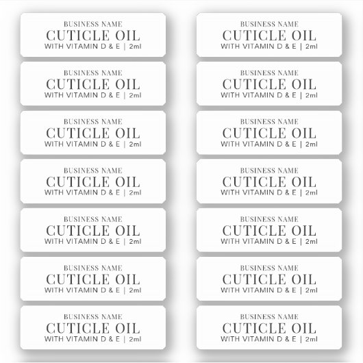 Probe Durchstechflasche 2 ml MINI Tropfer Flasche  Aufkleber (Vorderseite)