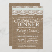 Probe Einladung, Burlap und Lace, Minze Einladung (Vorne/Hinten)