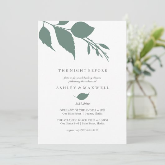 Probe Einladungen Einfache grüne Blätter (Stehend Vorderseite)