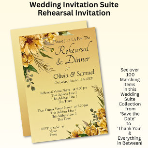 Probe Einladungskarte Goldene gelbe Blumen Einladung