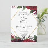 PROBE | Elegant Rich Burgundy Marsala Floral Einladung (Stehend Vorderseite)