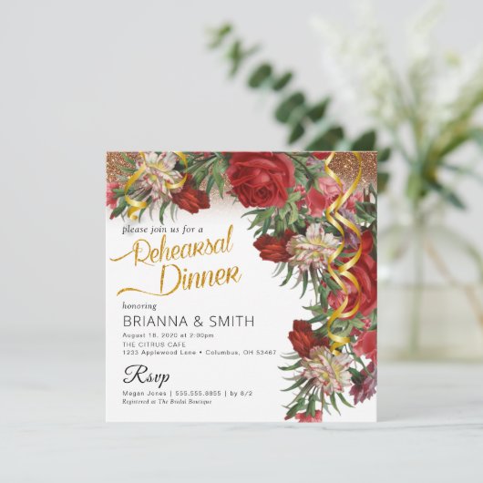 Probe Flower Calligraphy Einladung (Stehend Vorderseite)