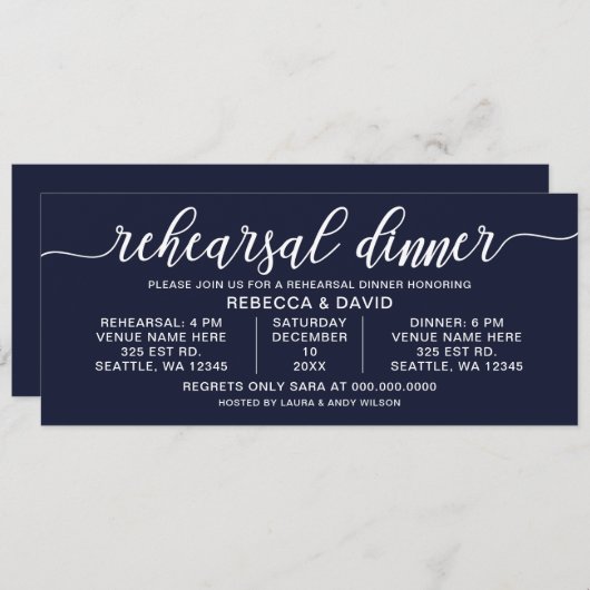 Probe für Navy und Weiß Einladung (Vorne/Hinten)