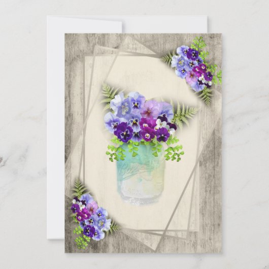 Probe geometrischer rustikaler Stiefmütterchen Einladung (Rückseite)