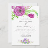 Probe Hochzeitsessen mit floraler Wasserfarbe Einladung (Vorderseite)