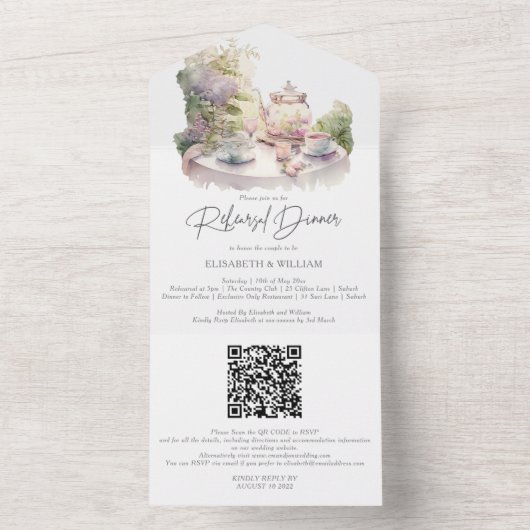 Probe im Aquarellgarten Dinner QR-Code UAwg All In One Einladung (Innen Boden)