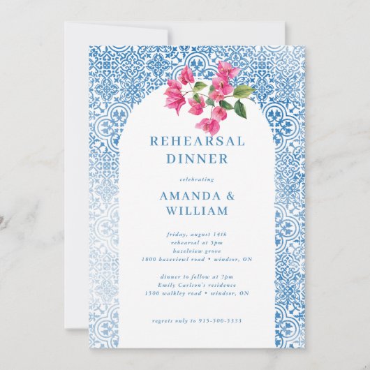 Probe im mediterranen Fliesenmuster Einladung (Vorderseite)