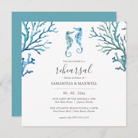 Probe in Blau und Weiß Einladung (Vorne/Hinten)