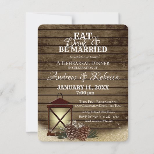 Probe Lantern und Pine Cones Abendessen Einladung (Vorderseite)