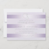 Probe | Lilac Shimmer Stripes Monogramm Einladung (Vorderseite)