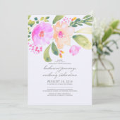 Probe mit Aquarellblumen Einladung (Stehend Vorderseite)