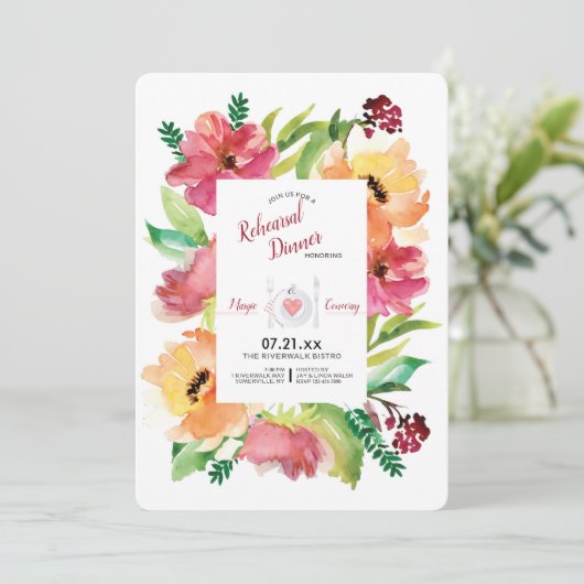 Probe mit Blumenrahmen - Einladung (Stehend Vorderseite)