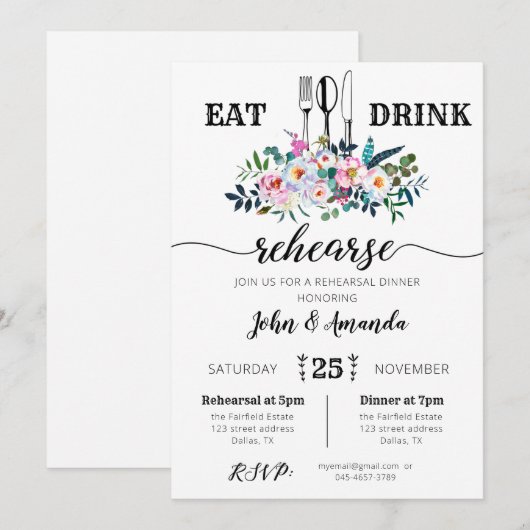 Probe mit Flora und Fauna Einladung (Vorne/Hinten)