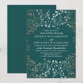 Probe mit Gold und Aquamarinem Gipskraut Einladung (Vorne/Hinten)