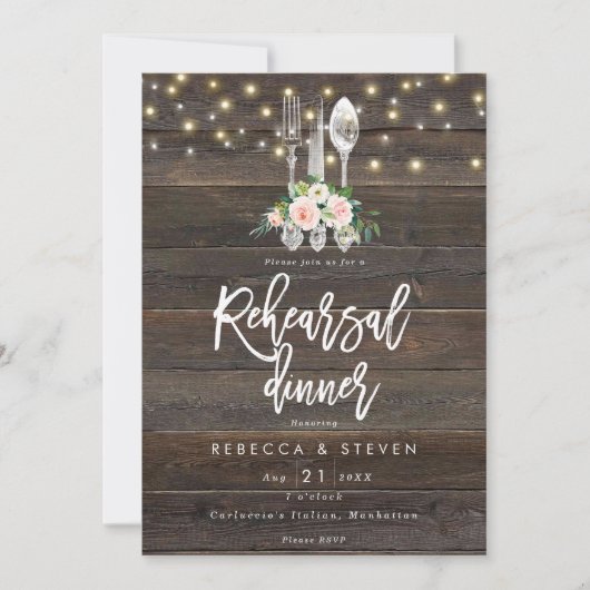 Probe mit rustikalem Holzblumen Einladung (Vorderseite)