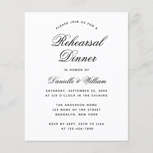 Probe mit Schwarz-Weiß-Budget Einladung (Vorderseite)