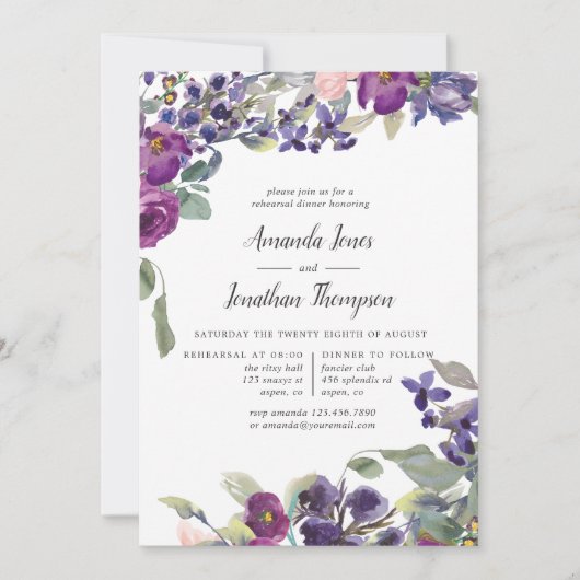 Probe mit Violett und Pflaumen Einladung (Vorderseite)