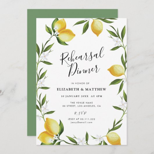 Probe mit Zitronenblättern Einladung (Vorne/Hinten)