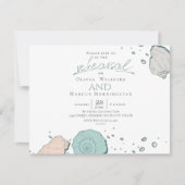 Probe | Modern Seashells Coral und Aquamarin Einladung (Vorderseite)