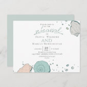 Probe | Modern Seashells Coral und Aquamarin Einladung (Vorne/Hinten)