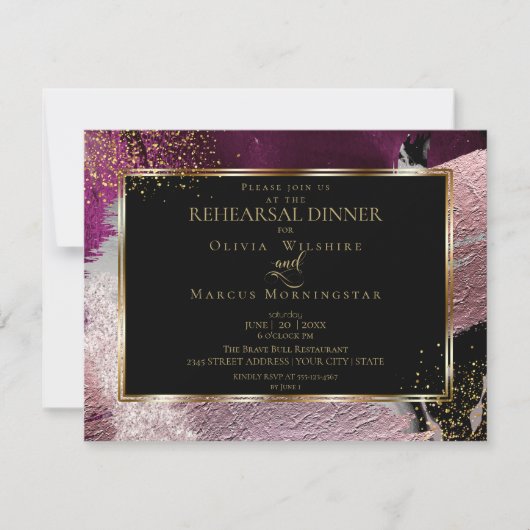 Probe | Modern Shiney Bold Cassis Strokes Einladung (Vorderseite)