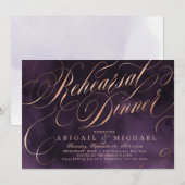 Probe Moody lila Goldkalligraphie Einladung (Vorne/Hinten)