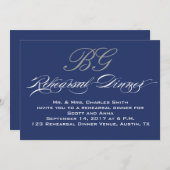 Probe| Navy Blue Gray Initials Einladung (Vorne/Hinten)