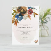 Probe Navy & Rust Boho Einladung (Stehend Vorderseite)