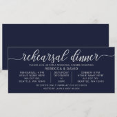 Probe Navy und Silver Calligraphy Einladung (Vorne/Hinten)